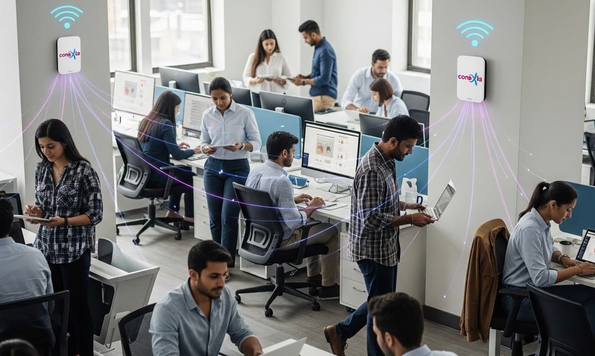 Modern corporate office with Conexia dedicated fiber connectivity